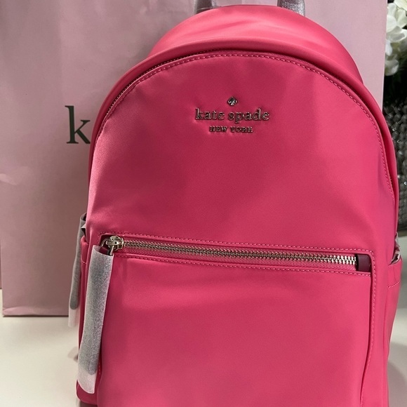 Kate Spade Backpack - BNWT (Pink with Deep Red straps) - Picture 2 of 6